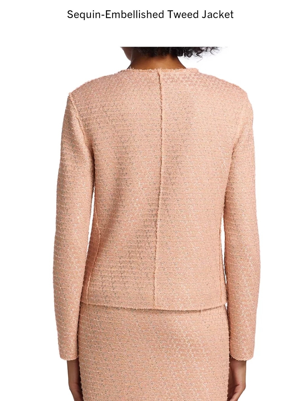 St. John Sequin-Embellished Tweed Jacket & Dress Set in Blush Pink Size 14 - Picture 5 of 14